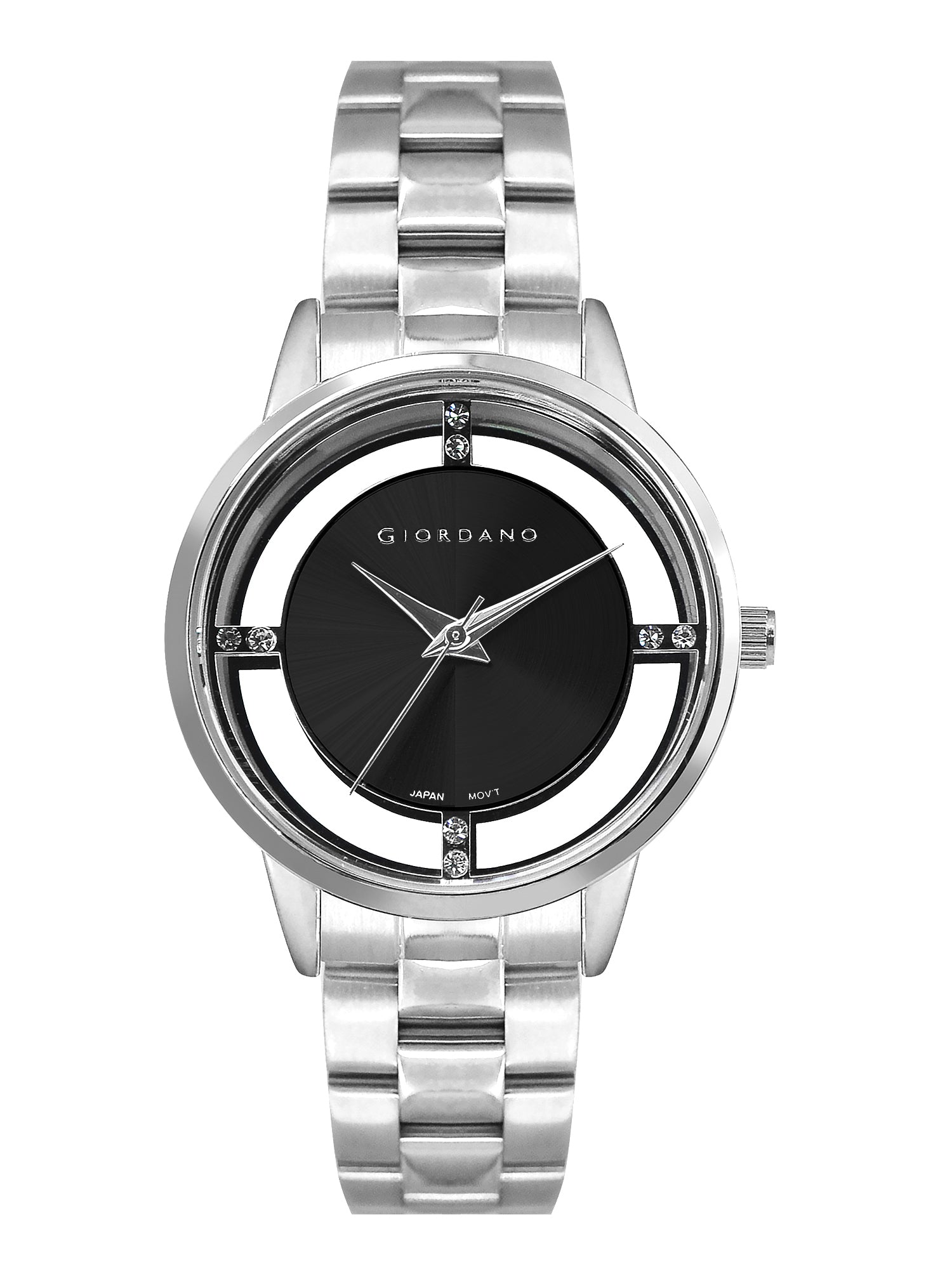 Giordano Analog Stylish Watch for Women with See-Through Dial with Crystal Accents and Stainless Steel Strap | GZ-60078-11